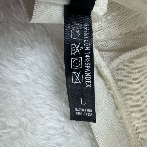 Body Frosting Women's L High Neck Padded Bra Bralette White Lace Semi Sheer - Picture 4 of 6